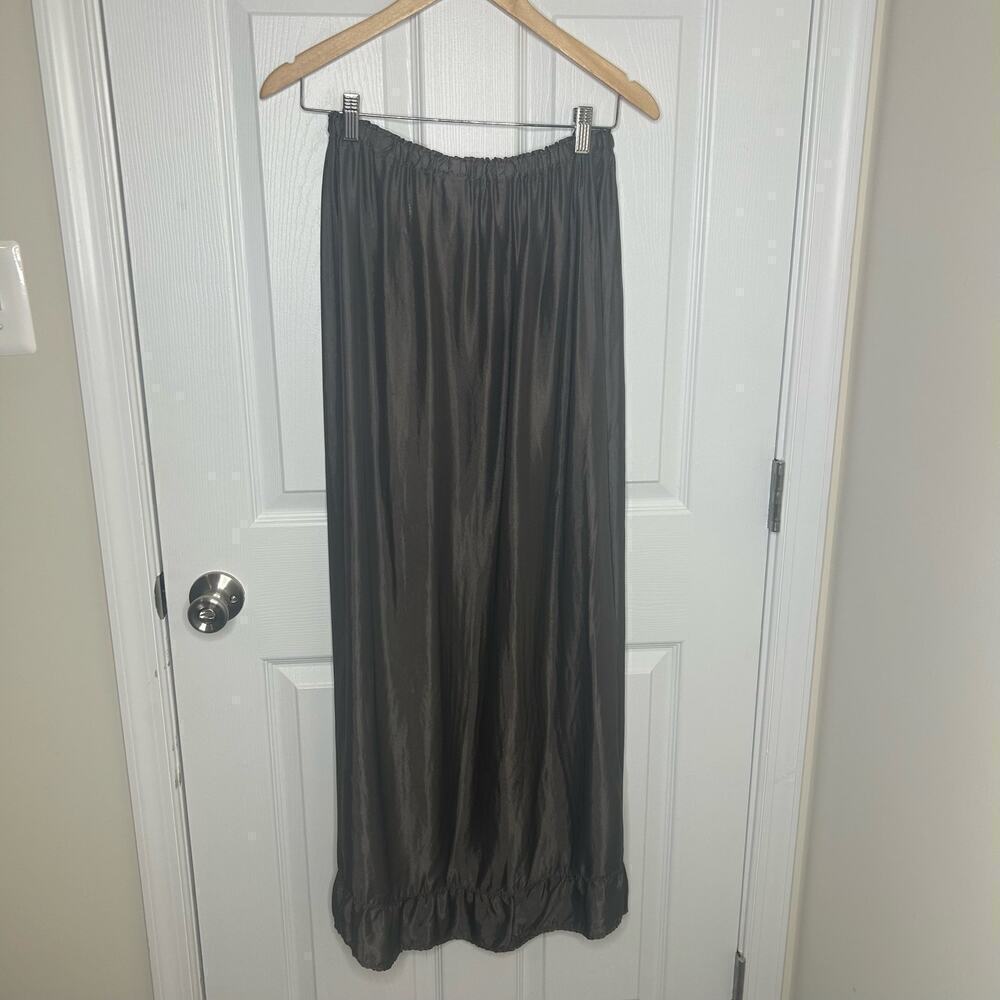 CP Shades Size Medium Gray Midi Skirt Rayon Drawstring Flowy - Picture 4 of 8